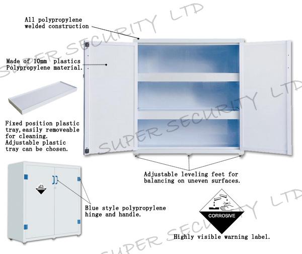 Acids Metal White Plastic Polypropylene Chemical Storage Cabinet