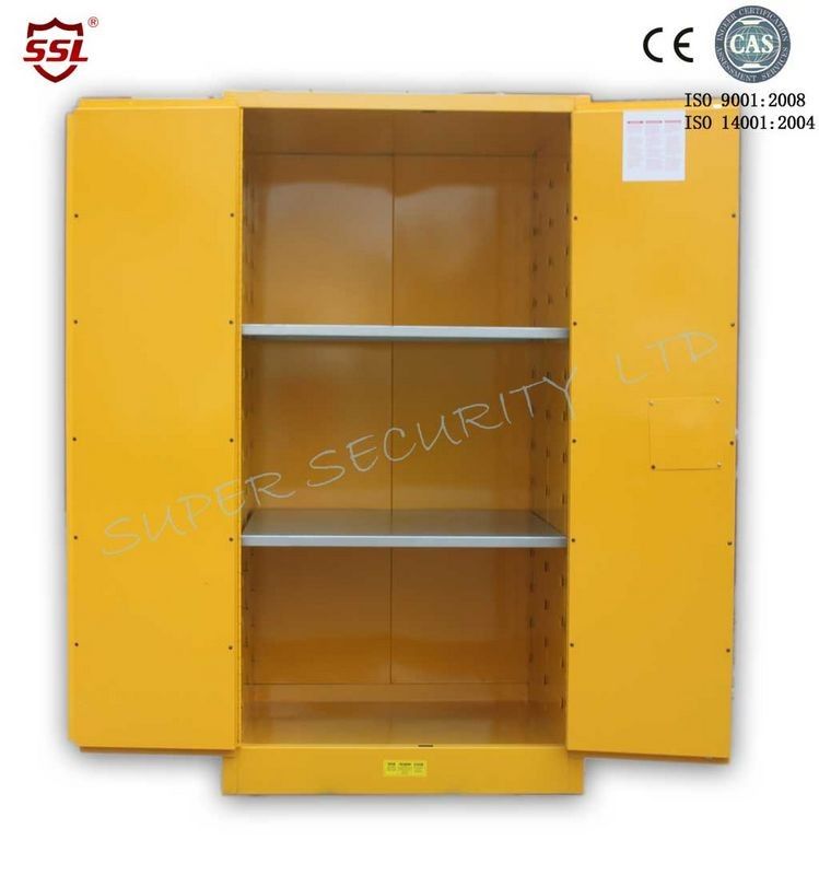 Large Image : Yellow Steel Chemical Storage Cabinet Galvanized Shelves 