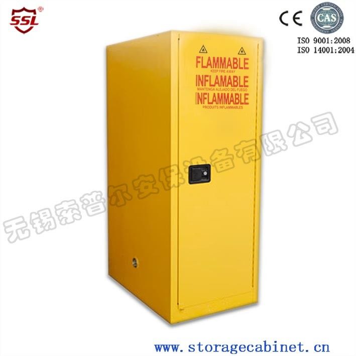 Heavy Duty Lockable Storage Cabinet With Distinct Safety Signs And