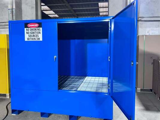 Blue Flammable Drum Storage Cabinet | Safety Isolation & Spill Containment | OSHA / NFPA Compliant