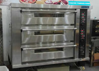 3 Deck 12 Trays Electric Oven For Baking , Big Glass Door Gas / Electric Deck Pizza Oven