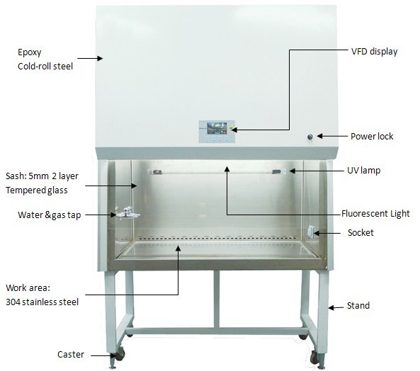 304 Stainless Steel Biological Safety Cabinet Class II With VFD display 1300IIA2