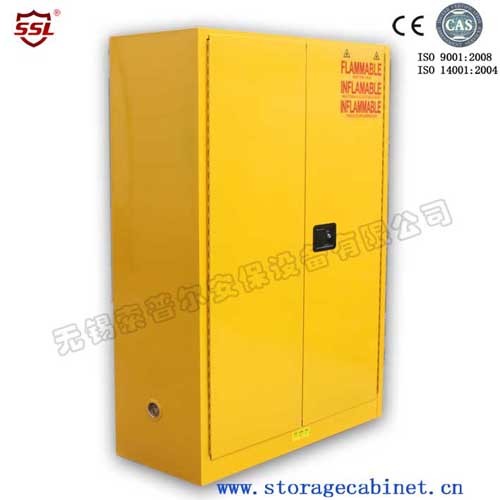 Yellow Drum Flammable Storage Cabinet With Galvanized Steel Shelving